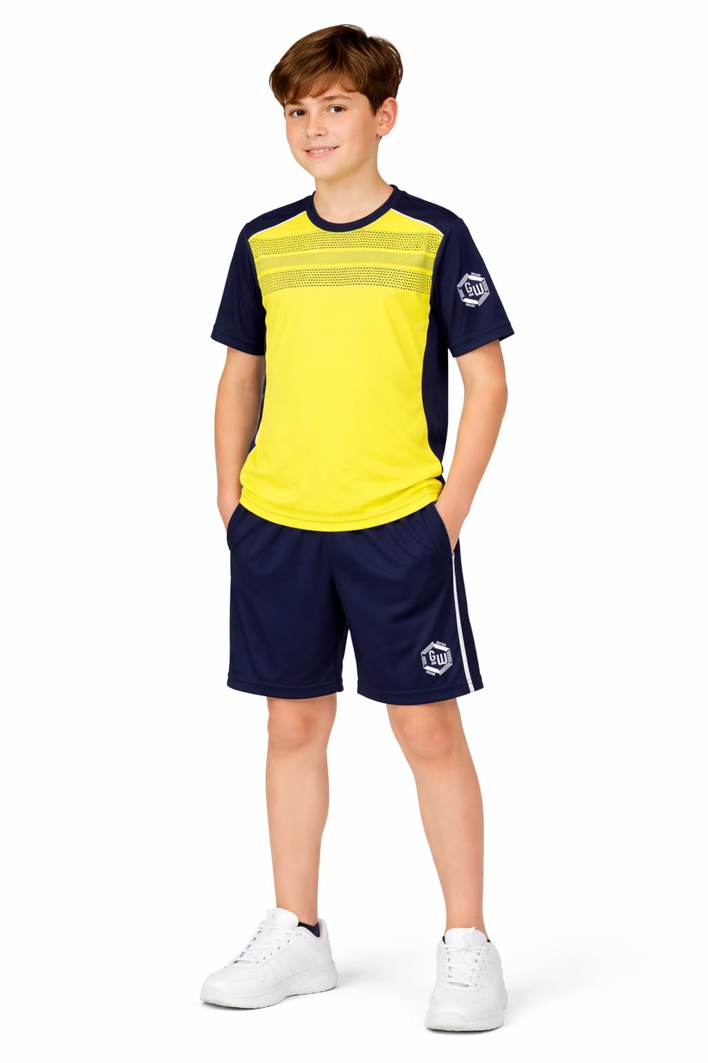 Ensemble Sportif Garçon, Survêtement de 2 Pièces, T-shirt Manche Courte et Short pour les Activités Sportives - Taille de 6 jusqu'à 14 ans