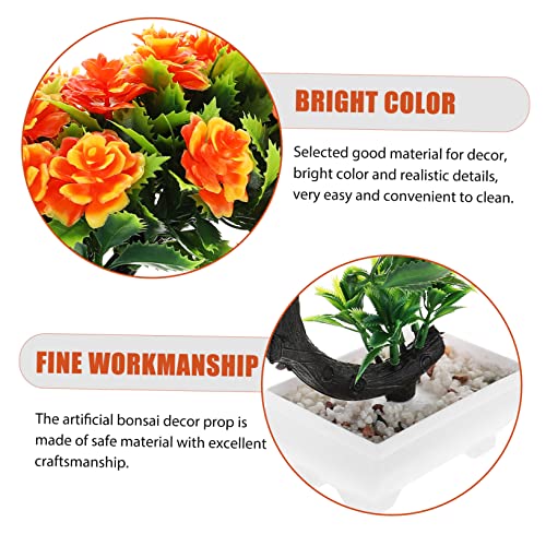 Cabilock Artificial Potted Plant The Office Ornaments Home Décor Indoor Bonsai Tree Faux Cedar Bonsai Tree Mini Faux Flower Pot Artificial Peonies Bonsai Tree Decorative Fake Potted Plant #TOP2
