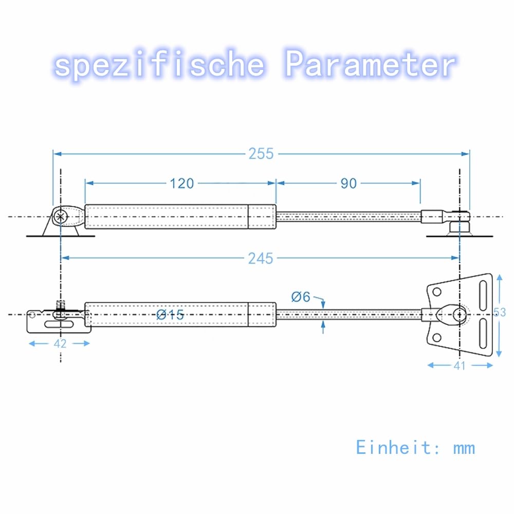 Lot de 2 vérins à gaz - Amortisseur pneumatique - 40 N/8,82 Ib/4 kg - Support de couvercle - Ressort à gaz hydraulique - Pour meubles