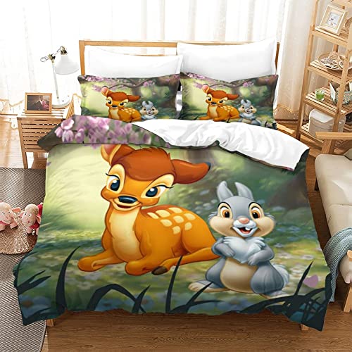 Bambi Juegos De Funda De Edredón Cama 90/135/150 3D Funda Nordica Cama Disney Animado Manga Juego...