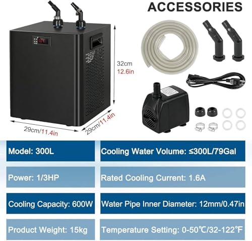 Refroidisseur d'aquarium pour aquariums d'eau douce et salée et systèmes hydroponiques, refroidissement par eau active pour un contrôle optimal de la température