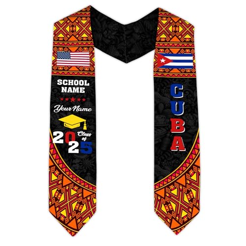 MonkeyVan Cubans Graduation Sash, Cuba Graduation Stole Custom, Personalized Cubans American Flag Graduation Sash 2025 Style 10