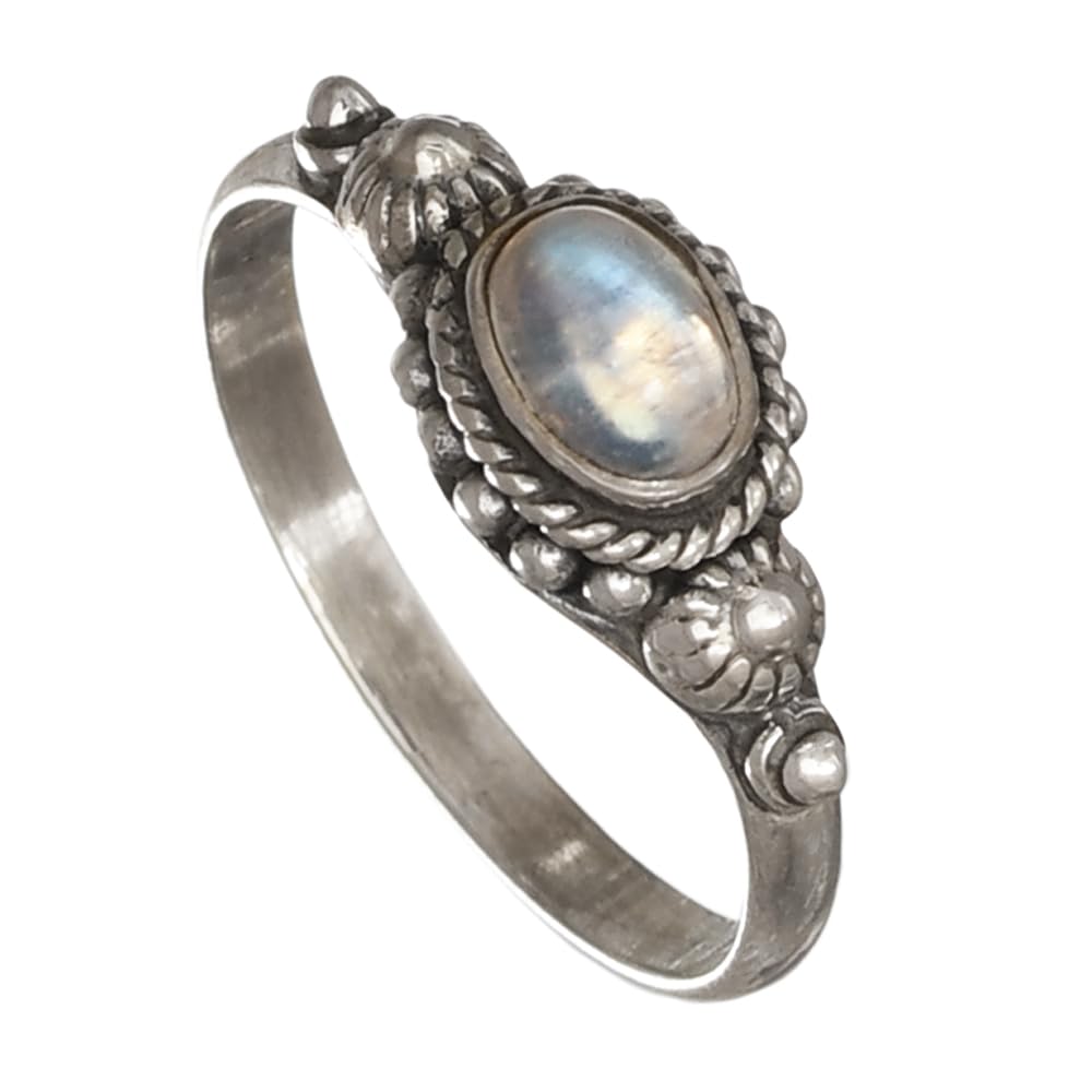 I-be, Regenbogen Mondstein Edelstein Ring 925 Sterling Silber 107912/4x7 IS
