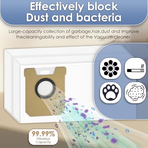 Image of (12 Pack) RV50 Pro Omni Replacement Dust Bags Compatible With Tapo RV50 Pro Omni Robot Vacuum Cleaner, Disposable Vacuum Bag Accessories, Dust Bag, Canister Bags, Filter Bags
