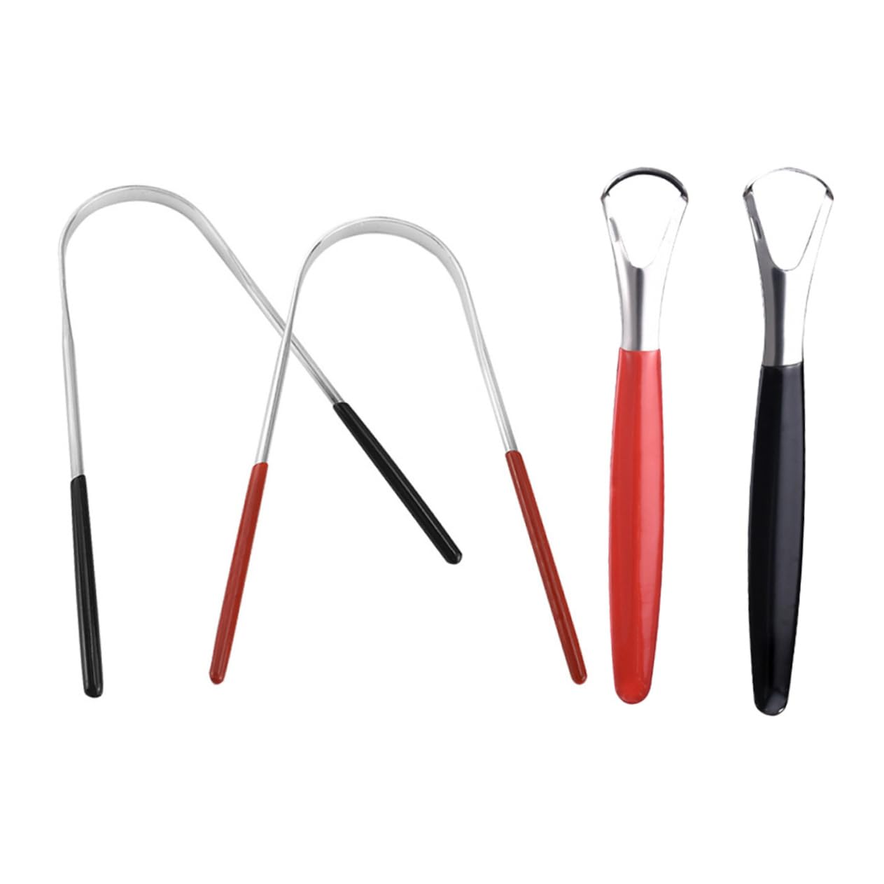 PLAFOPE Tongue Cleaning Set 4pcs Tongue Scrapers Oral Cleaners Brush Ergonomic Handle Breath Freshener