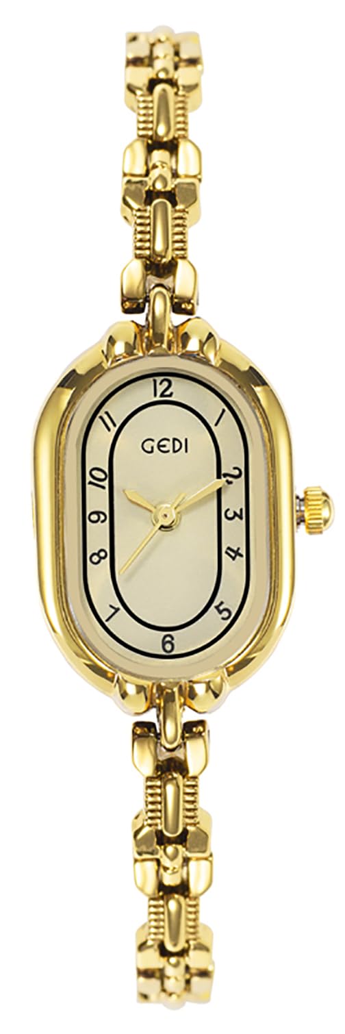 FANMIS Women's Vintage Oval Watches Luxury Minimalism Bracelet Small Gold Watch Ladies Analog Waterproof Watch Fashion B