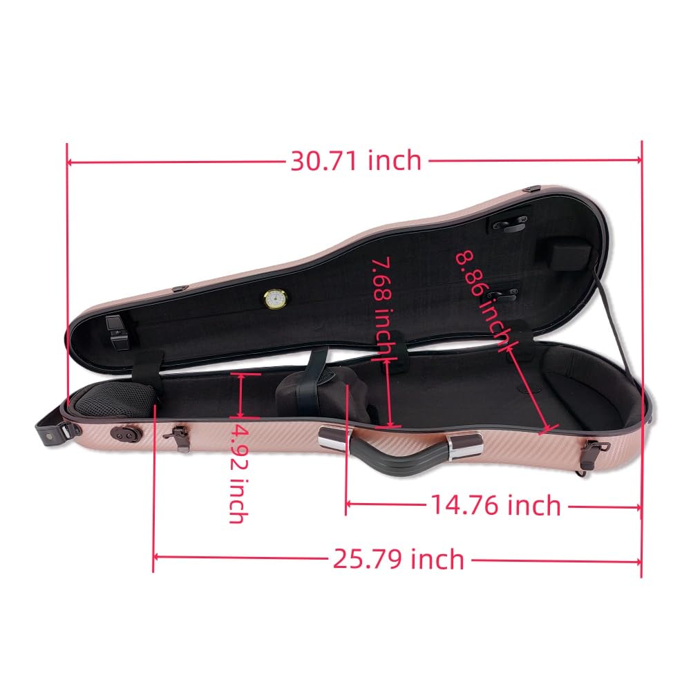 yinfente Estuche para violín 4/4 de tamaño Completo, Funda de violín de Fibra de Carbono Fuerte