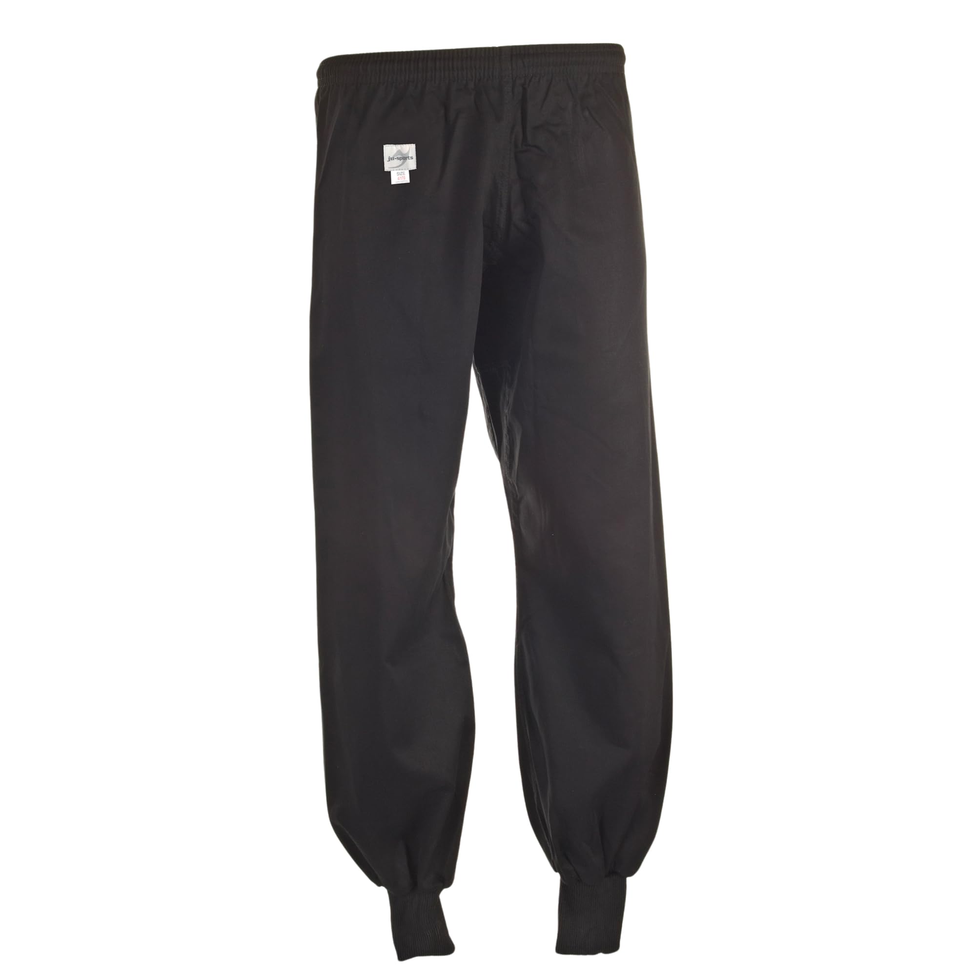 Ju-Sports Kung Fu Hose Herren & Damen schwarz - Leichte Hose mit Gummizug mit Zusatzschnürung, 100% Baumwolle, Mit klassischem Kung Fu Bündchen