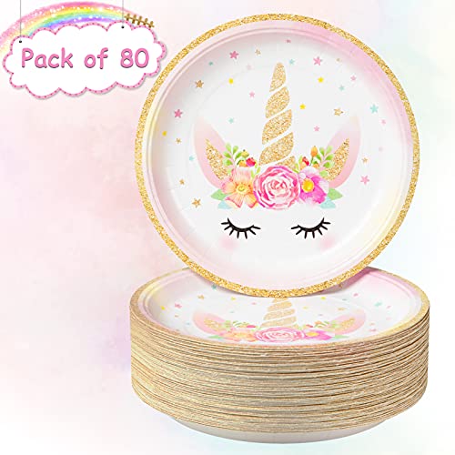 Decorlife FTL-QDA205 80 Count Unicorn Plates thumb #3