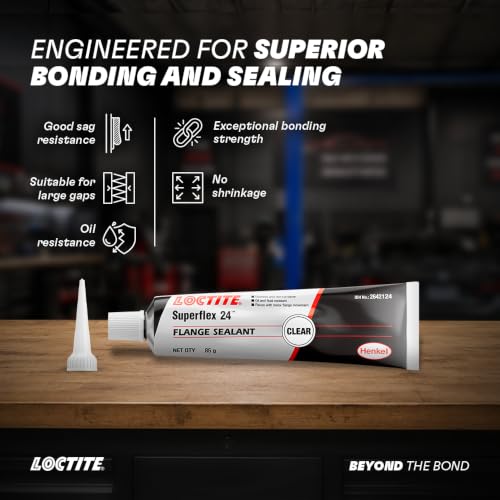 Image of LOCTITE Superflex 24 RTV Silicone Adhesive Sealant 85g (Pack of 2) | Clear Neutral Cure, One-Part, Non-Corrosive & Non-Sag | Oil Resistant | For Automotive & Industrial Sealing, Gearboxes, Pumps & Gasketing