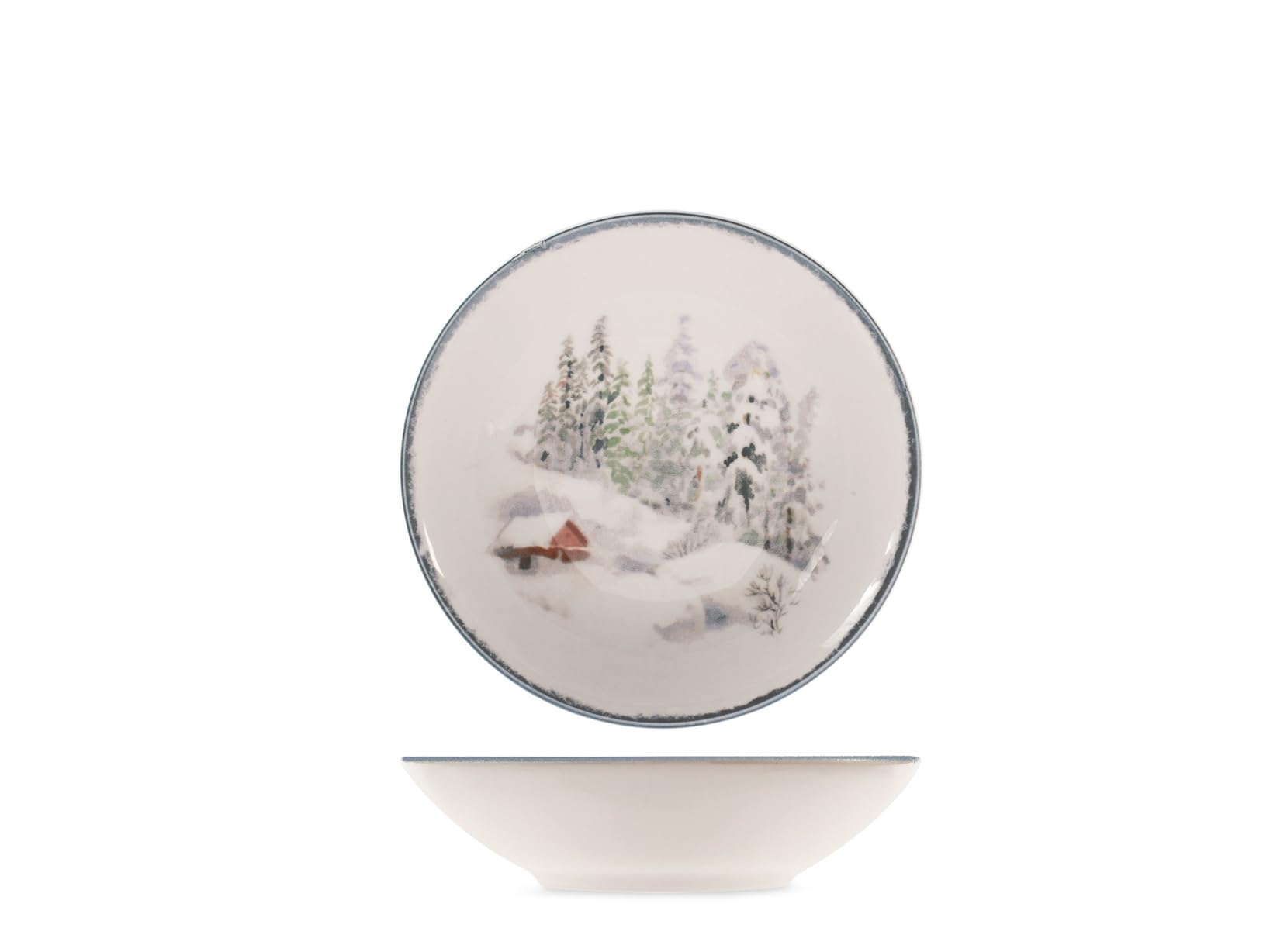 H&H Service de Table Noël 18 Pièces Symphony en Grès - Assiettes Plates, Creuses et à Dessert - Décorations Hivernales Élégantes avec Baies et Animaux, Idéal pour Noël et Fêtes de Fin d'Année