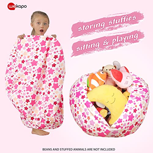 Wekapo Stuffed Animal Storage Bean Bag Chair Cover For Kids | Stuffable Zipper Beanbag For Organizing Children Plush Toys Large Premium Cotton Canvas #TOP1