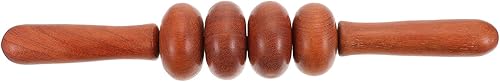 LALAFINA Herramientas manuales para el cuerpo del rodillo de empuje de cuatro ruedas, herramientas manuales, rodillo de madera para celulitis, palo