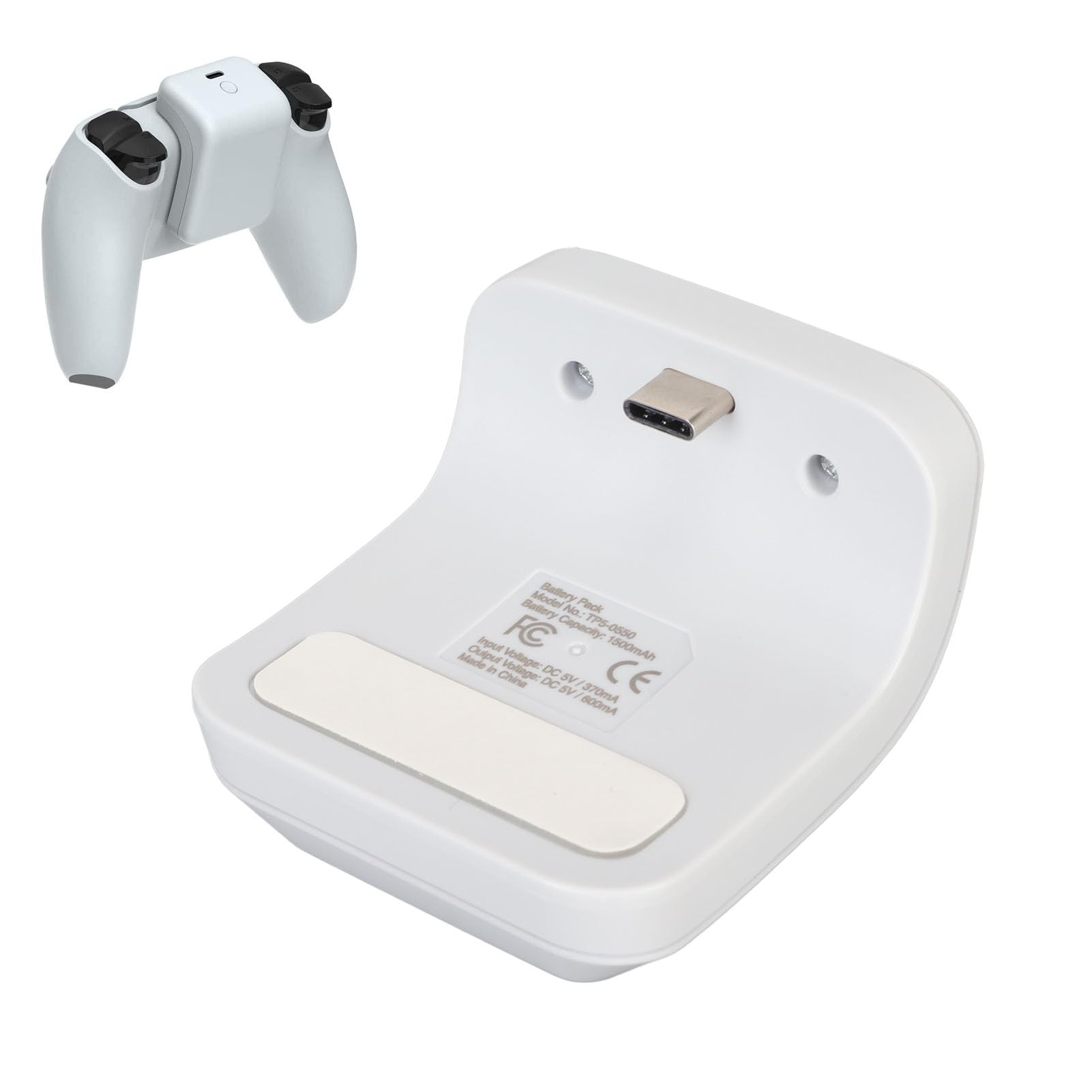 Batterie Rechargeable pour Manette PS5, Batterie Externe à Charge Rapide 1500MAh avec Indicateur LED et Câble de Charge USB, Kit de Lecture et de Charge pour Manette Dual Sense