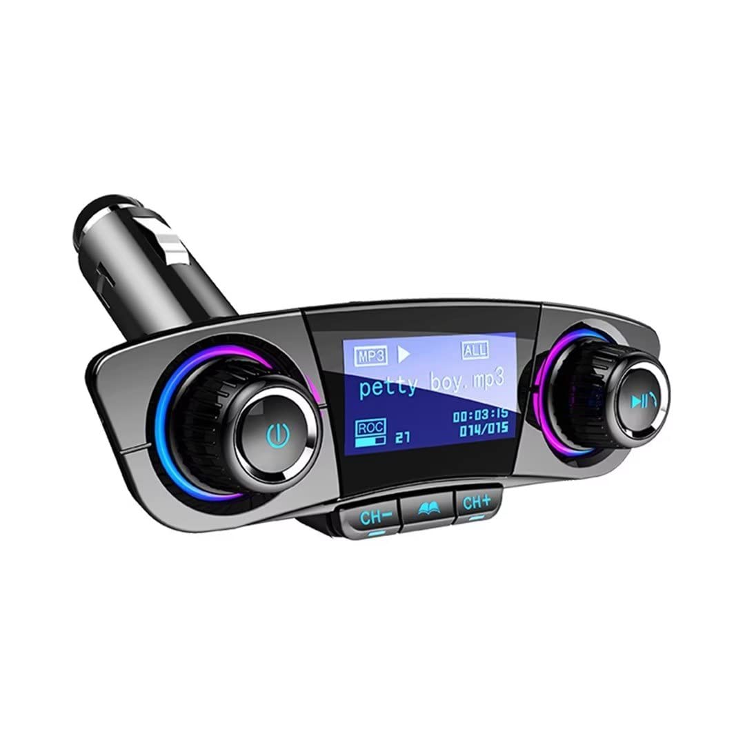 Bluetooth Wireless Car FM Transmitter MP3 Player Hands-Free Radio Adapter Kit USB Charger with LCD Screen and Low Battery Indicator