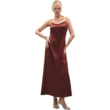 Sateen Ask l  Uzun Saten Elbise, 40, STN139KEL1852, Kahve, Kad n
