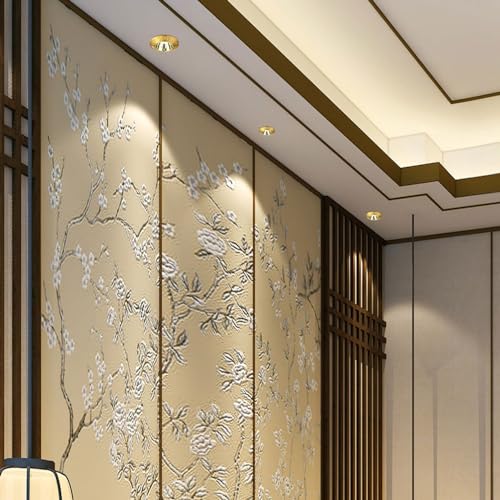 WLBHWL 4.3-inch 6W, 8W, 10W, 12W, 14W LED Recessed Downlight, Spotlight COB Embedded Ceiling Light -3 Color Temperatures in One, Dimmable LED Downlight, CRI90,Brass Baffle Trim