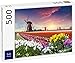 Lais Puzzle Una Colorida Puesta de Sol en una Granja de Tulipanes en Holanda con Molinos de Viento 500 Piezas