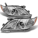 For Toyota Camry Chrome Clear Projector Headlights Front Lamps Replacement Left + Right Pair Set
