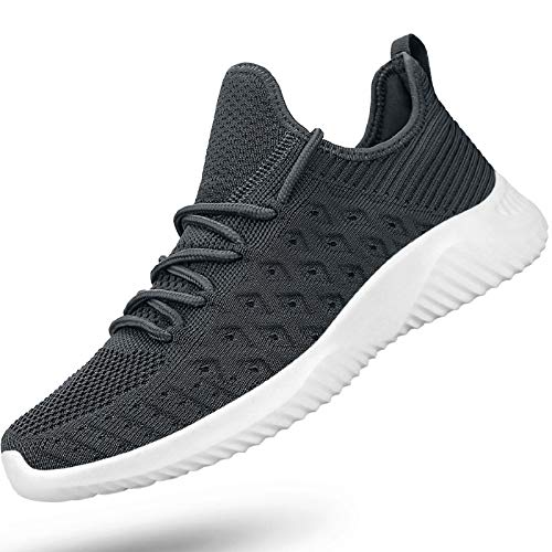 Feethit Mens Slip On Walking Shoes Lightweight Breathable Non Slip Running Shoes Comfortable Fashion Sneakers for Men Dark Grey Size 11