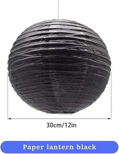 Miniatura 2 de 6 faroles de papel de 12 pulgadas, color gris, chino, japonés, redondo, para decoración de Halloween, boda, fiesta de cumpleaños (grisHUIS)