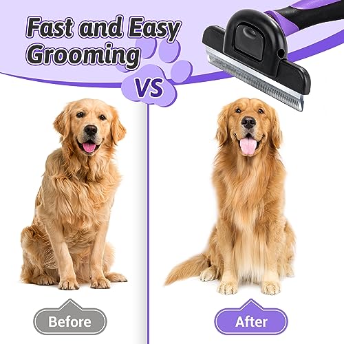 Image of MIU COLOR Long Hair Pet Grooming Brush for Medium & Large Dogs &Cats,Purple | Safe and Comfortable Deshedding Tool,Effectively Reduces Shedding by up to 95% for Pet Hair