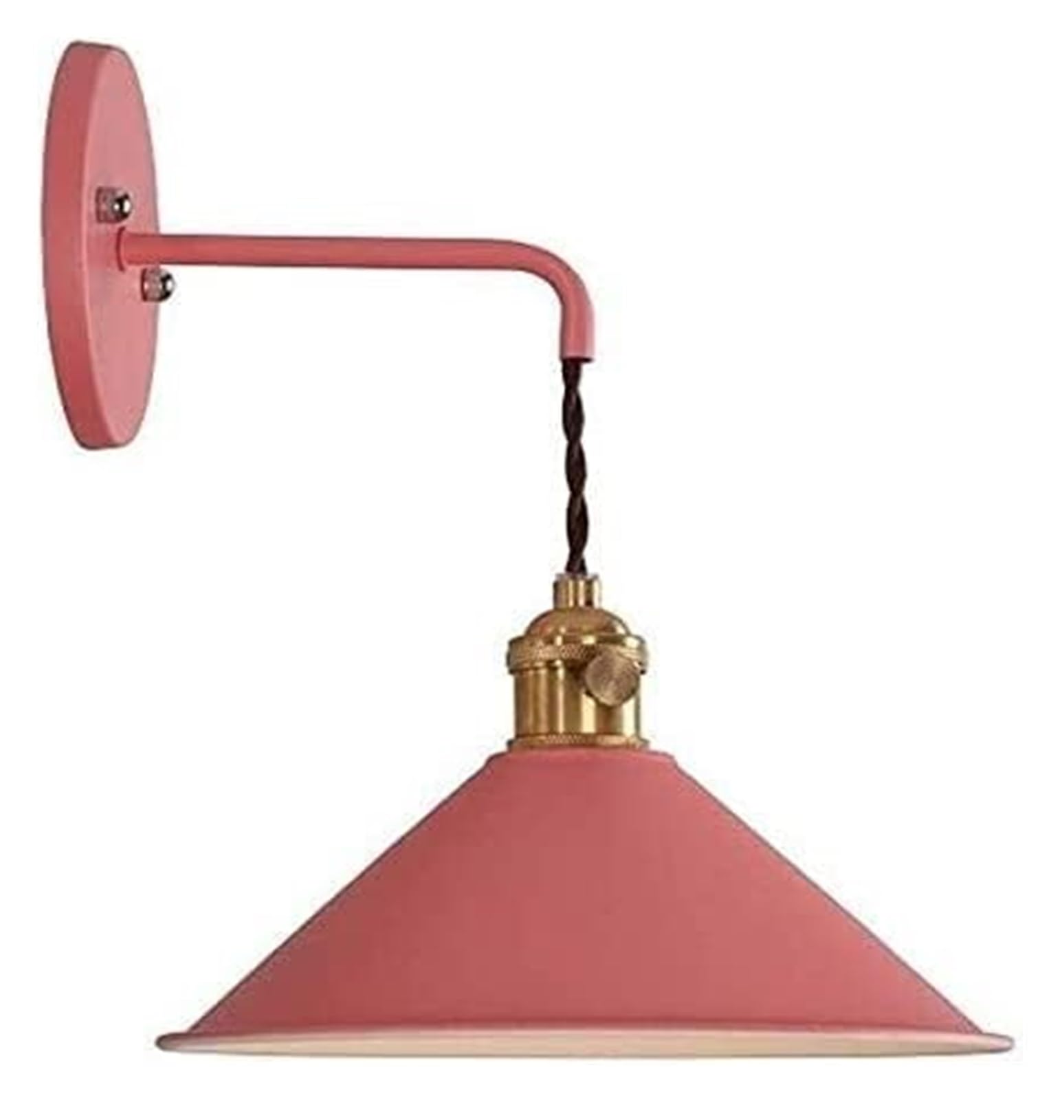 SYAXVOM Wall Lamp Living Room Study Bedroom Fixture Lantern Personality Indoor Sconce Lightings E27 Iron Metal Embedded Adjustable Light (Color : Pink)