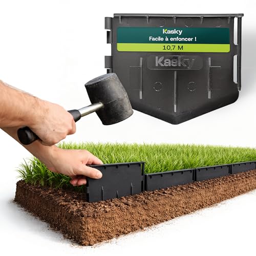 Bordure de Jardin en Plastique Facile à Installer - Un Marteau Suffit, Pas de Tranchées à Creuser - Bordures de Pelouse Flexible et très Résistant pour...