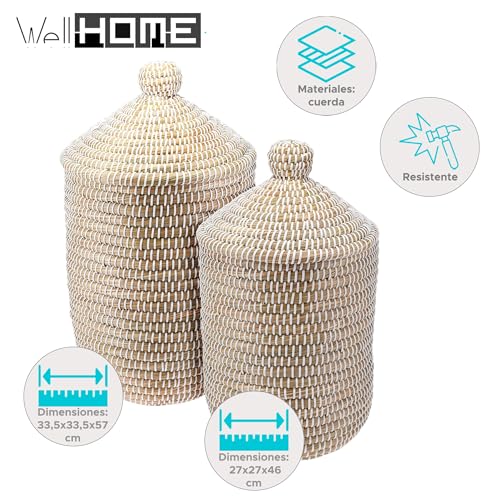 Well Home zestaw 2 koszy na pranie z pokrywką Ø 27 cm Ø 33,5 cm