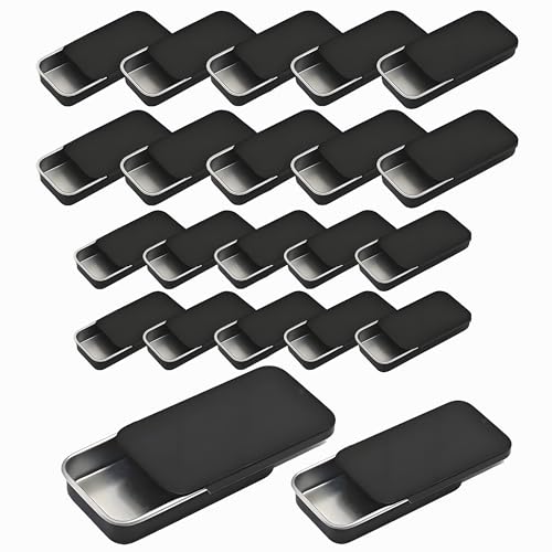 DIY Alcohol Push-Pull Box Small Metal Box With Slider Lid-20 Pcs Cookie Tins Metal Tins With Lids Lens Wipes Storage Black Portable Empty Hinged Tin For Organize Jewelry,Craft,Bird Training Insect