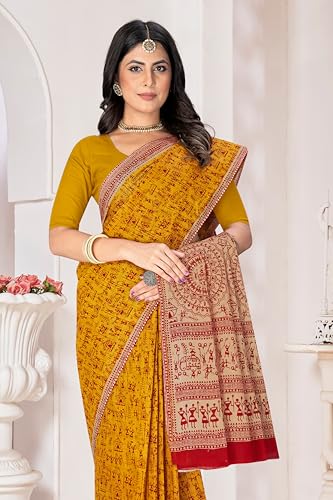 Image of TAMAIRA FASHION Mulmul Pure Cotton Saree For Woman Warli Printed |Office Wear Daily Wear Sarees For Women Without Blouse Piece(Available in 16 Colours)