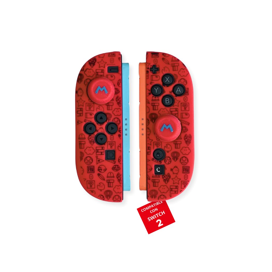 MME Funda de Silicona para Joy-con Switch 2, Antideslizante y Suave al Tacto, Protección para Mandos contra Desgaste y arañazos, Accesorios Switch 2 (Mario Rojo)