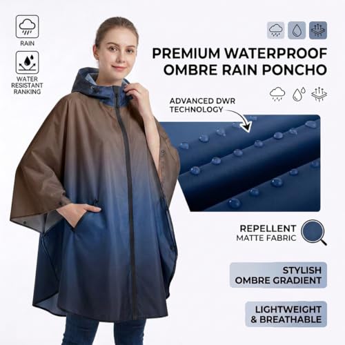 Image of Rain Poncho Jacket Coat Hooded Zipper Style for Women /Men /Adult with Pocket