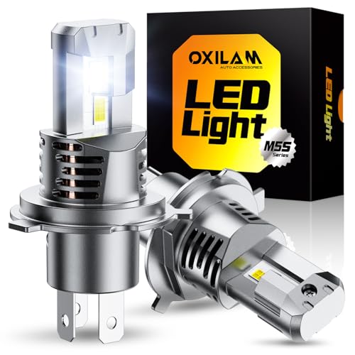 Image of OXILAM H4 9003 HB2 LED Bulbs, 1000% Brighter Hi /Low Beam, 6500K Cool White, Quick Install with Cooling Fan, 70000Hrs, Pack of 2