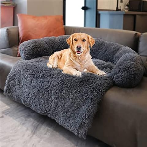 MoonxHome Plüsch-Hundebett mit Schaumstoff-Nackenpolster Cover