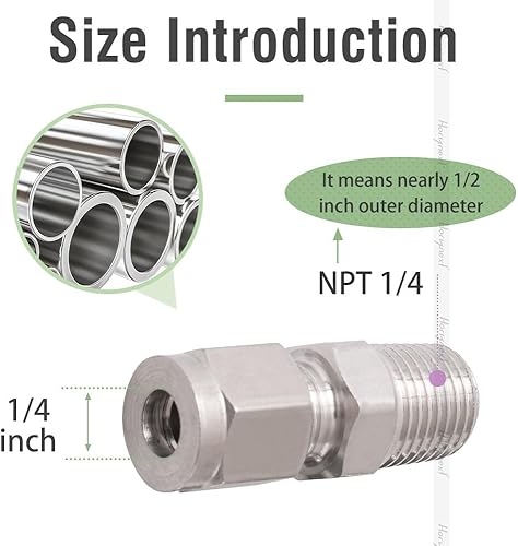 Miniatura 8 de Acoplador de tubo de acero inoxidable 38 "Tubo OD x 38 NPT Macho en tubo ss