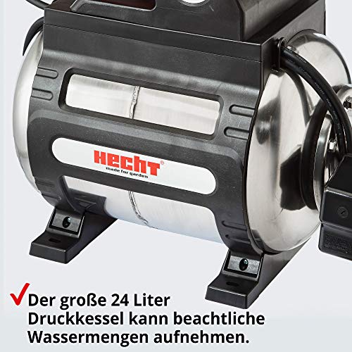 HECHT Edelstahl Hauswasserwerk INOX, Wasserpumpe, 1100 Watt, 8 m selbstansaugend, 4,5 bar...