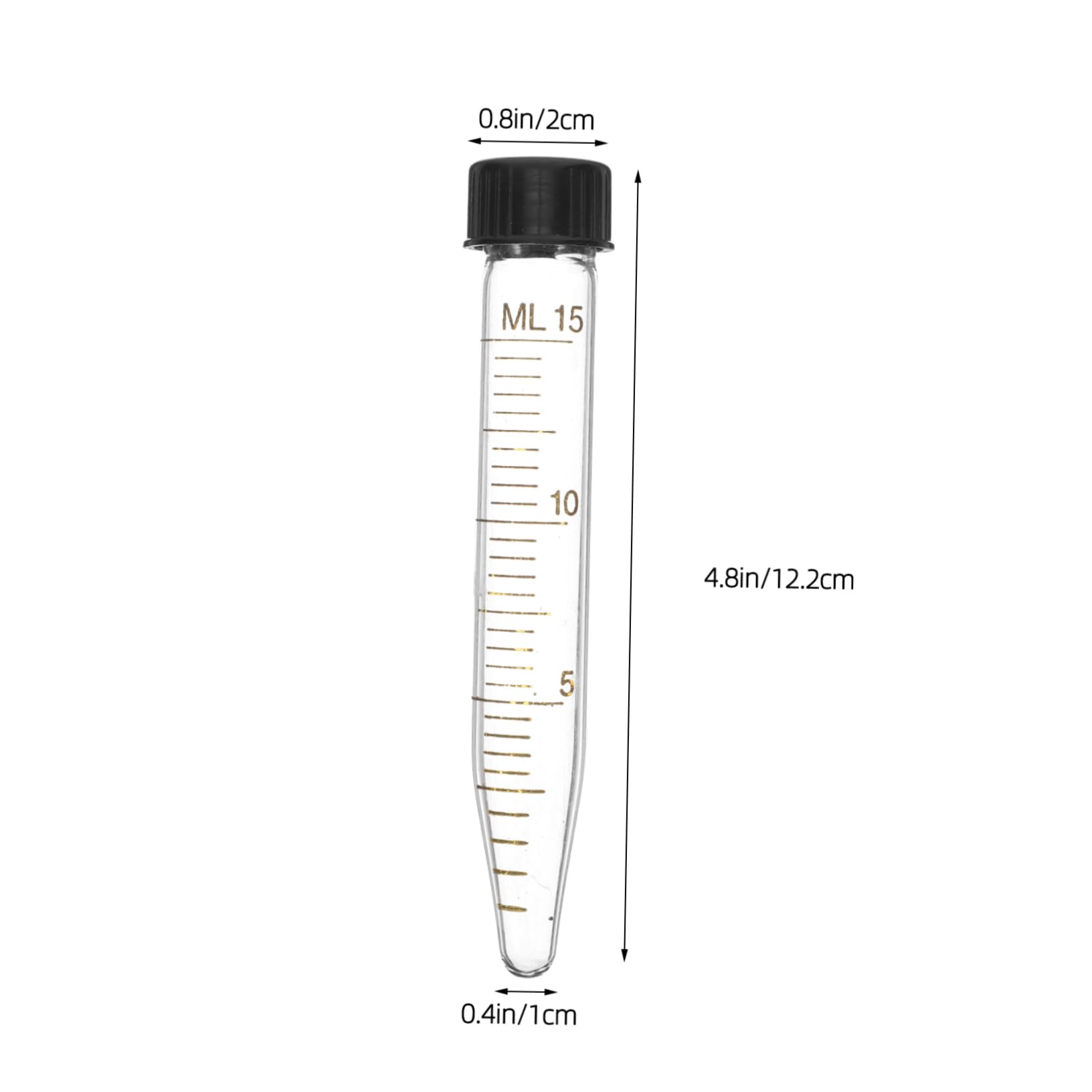 VILLCASE 10 Pezzi Provette Centrifuga Coniche in Vetro da 15ml con Tappo a Vite, Area Scrittura Bianca Indelebile, per Laboratorio e Analisi Molecolari