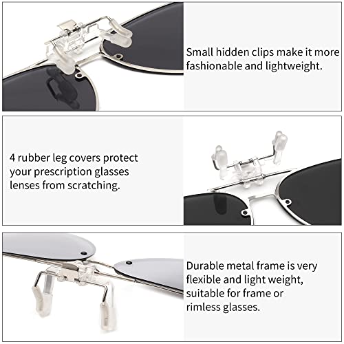 JM Retro Clip on Aviator Sunglasses, Polarized Flip up Over Prescription Glasses Men Women3