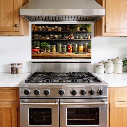 Image of Rustic Herb Spice Shelf Backsplash Peel and Stick, 30x16 in