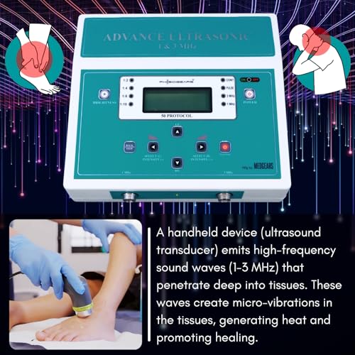Image of Physiogears Ultrasound Machine for physiotherapy 1 Mhz & 3Mhz LCD Comuterised with 50 Programe for Back, Neck, Shoulder, Knee Pain Relief Device with One Year Warranty