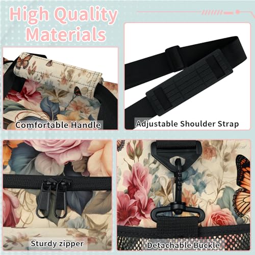 Vintage Floral Roses Travel Duffle Bag - Waterproof weekend luggage bag, men's sports and fitness bag, delivery hospital storage bag, overnight luggage bag with pull rod cover2