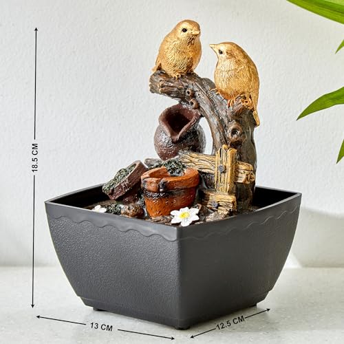 Image of Home Centre Alpine Polyresin Bird Water Fountain - 13x12.5x18.5cm