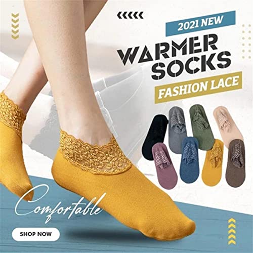 LELEBEAR Lilyrhyme Lace Warmer Socks, Lace Ankle Socks Ruffle Frilly Non Slip Cotton Socks2