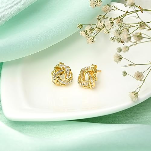 Image of ZAVYA 925 Sterling Silver Cubic Zirconia Circular Gold Plating Earrings | | Gift for Women and Girls | With Certificate of Authenticity and 925 Hallmark