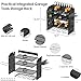 CCCEI Modular Pegboard Rack Power Tool Organizer with Charging Station. 4 Layer Wall Mount Drill Holder, Tools Battery Charger Organizer. Garage Shop Storage Utility Shelf with 6FT Power Strip. Black
