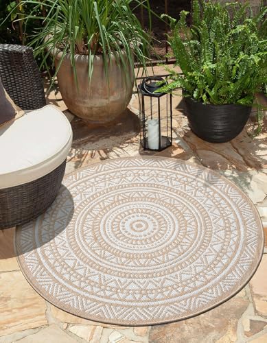 the carpet Mistra durable and modern rug robust and easy to maintain suitable for indoor and outdoor use living room ideal for kitchen hallway and conservatory Nature 120 cm Round