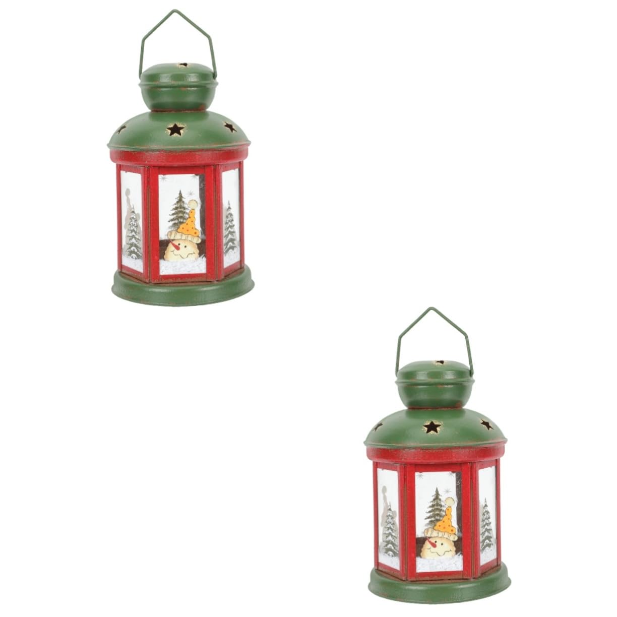 PRETYZOOM 2 Piezas De Decoraciones Navideñas Candelita Navideña Linterna Jaula Vela Linterna Decoraciones De Mesa Linternas Navideñas De Mesa Portavelas De Navidad Colgante