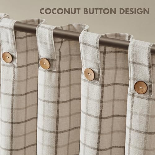 Image of Madison Park Anaheim Cabin Plaid Curtain Window, Thermal Insulated Fleece Lining, Living Room Decor Room Darkening Drape for Bedroom, 1-Single Panel Pack, 50x95, Rod Pocket & Front Tab, Neutral