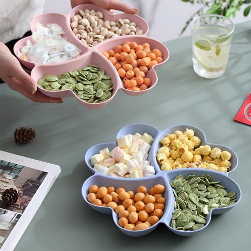 ZSMJAER Snackteller mit Fächern 4 Stück Snackschale Wiederverwendbare Teller mit Unterteilung Snackteller Snackschale mit Fächern für Home Party für Nuss Candy Obst Essen Getrocknetes
